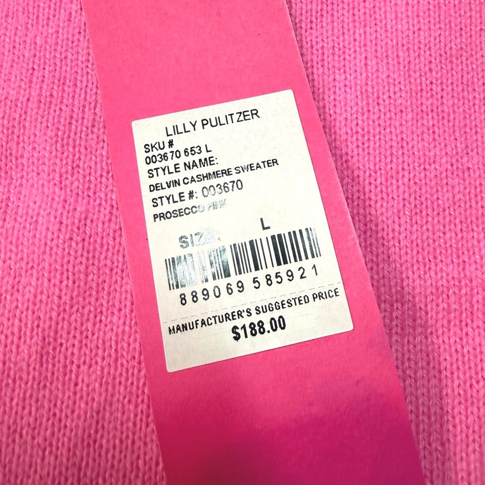Lilly Pulitzer Delvin Cashmere Sweater Pink Sorbet Size L NWT - Picture 4 of 6
